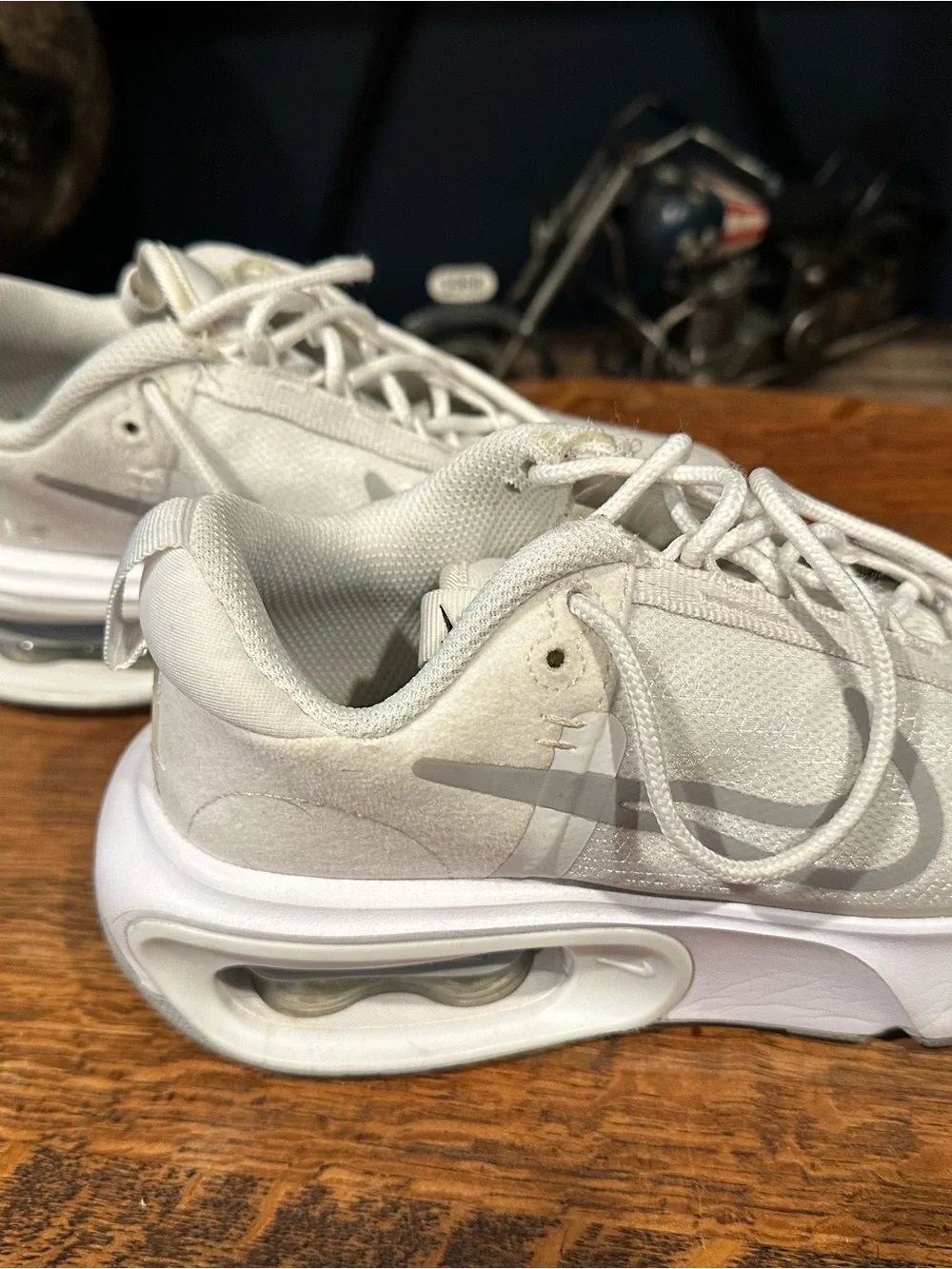 Nike Airmax Intrlk Women's Light Gray and White Air-Cushioned Athletic Sneakers